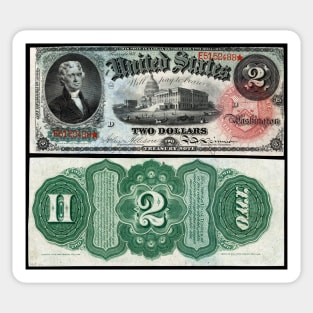 1869 $2 Dollar United States Treasury Note Sticker